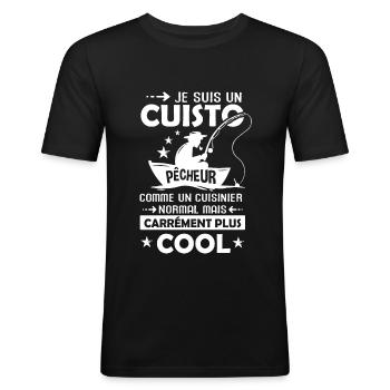 Cuisinier cadeau drôle pêcheur pêche cuisto homme - T-shirt près du corps Homme - noir - Devant - Nik (191cm)