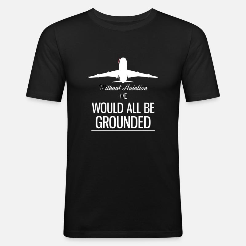 airplane - Männer Slim Fit T-Shirt - Schwarz