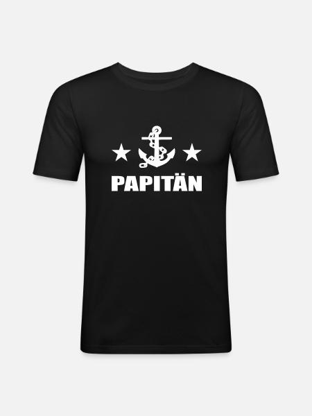 Papa - Männer Slim Fit T-Shirt - Schwarz