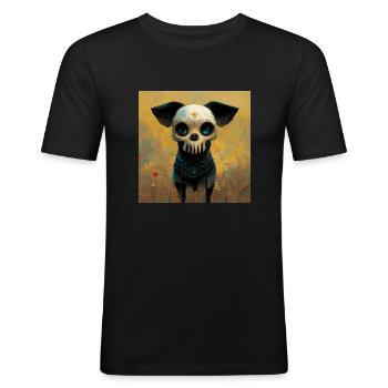Hund Hündin Schädel Totenkopf Skull - Männer Slim Fit T-Shirt - Schwarz - Vorne - Nik (191cm)