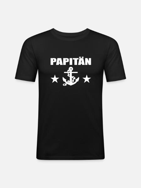 Papa - Männer Slim Fit T-Shirt - Schwarz