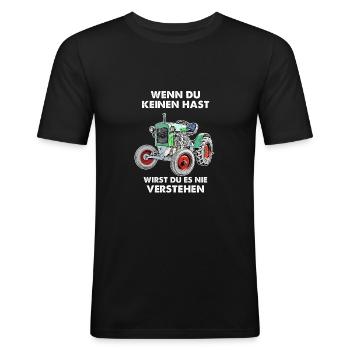 Traktor Fan T-shirt - Männer Slim Fit T-Shirt - Schwarz - Vorne - Nik (191cm)