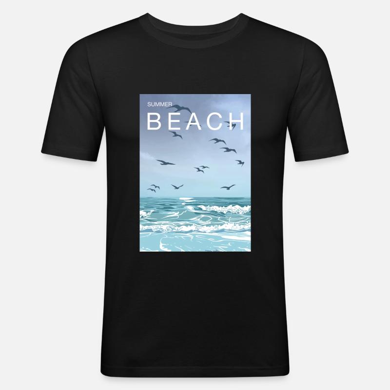 Beach - Männer Slim Fit T-Shirt - Schwarz