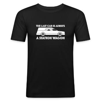 Der letzte Wagen ist immer ein Kombi | Sarkasmus - Männer Slim Fit T-Shirt - Schwarz - Vorne - Nik (191cm)