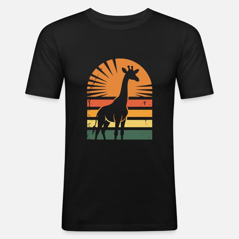 Giraffe - Männer Slim Fit T-Shirt - Schwarz