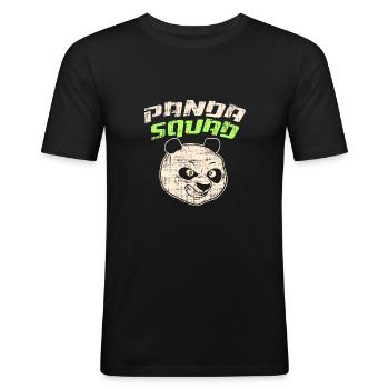 Panda Squad I Bär - Männer Slim Fit T-Shirt - Schwarz - Vorne - Nik (191cm)
