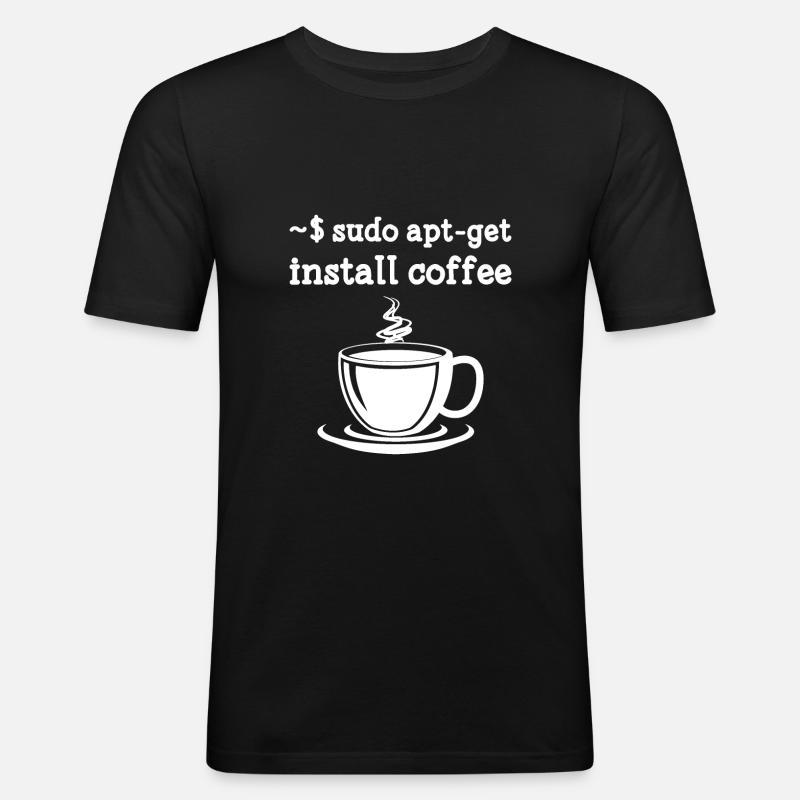 Sudo apt-get installer coffee linux - T-shirt près du corps Homme - noir