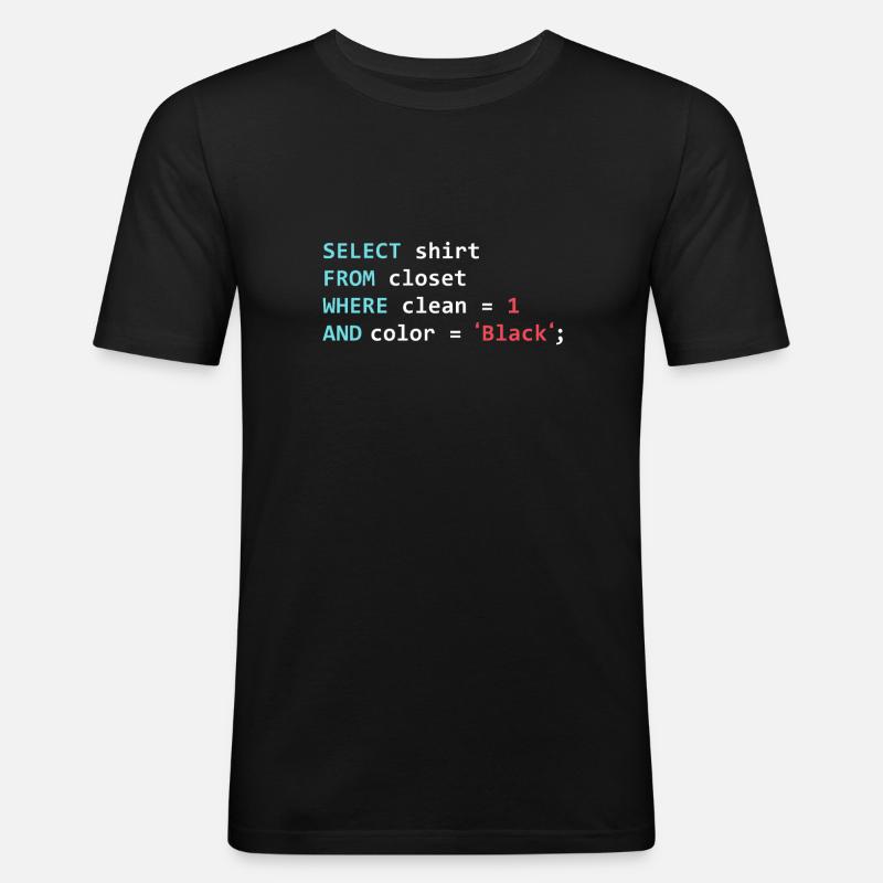 Programmeur Datanbank Funny SQL Query - T-shirt près du corps Homme - noir