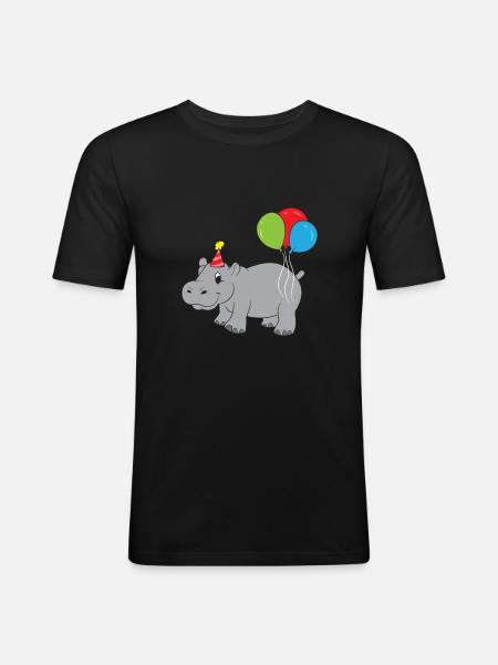 Hippopotame d’anif - T-shirt près du corps Homme - noir