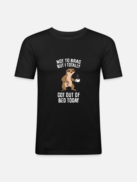 Sengångare trött sengångare Pyjamas Sloth Säger - Slim Fit T-shirt herr - svart