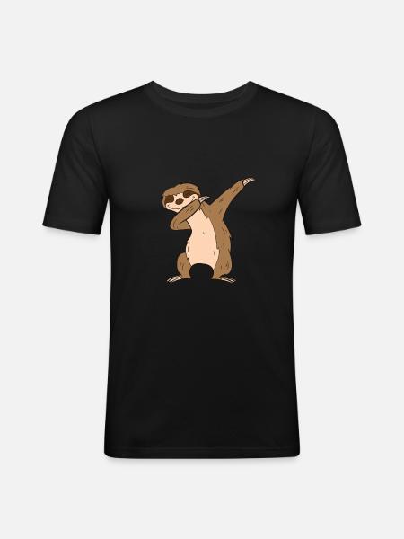 Dabbing Faultier Süßes Dabbendes Faultier - Männer Slim Fit T-Shirt - Schwarz