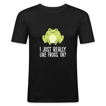 J’aime juste les grenouilles, d’accord? Jollier - T-shirt près du corps Homme - noir - Devant - Nik (191cm)