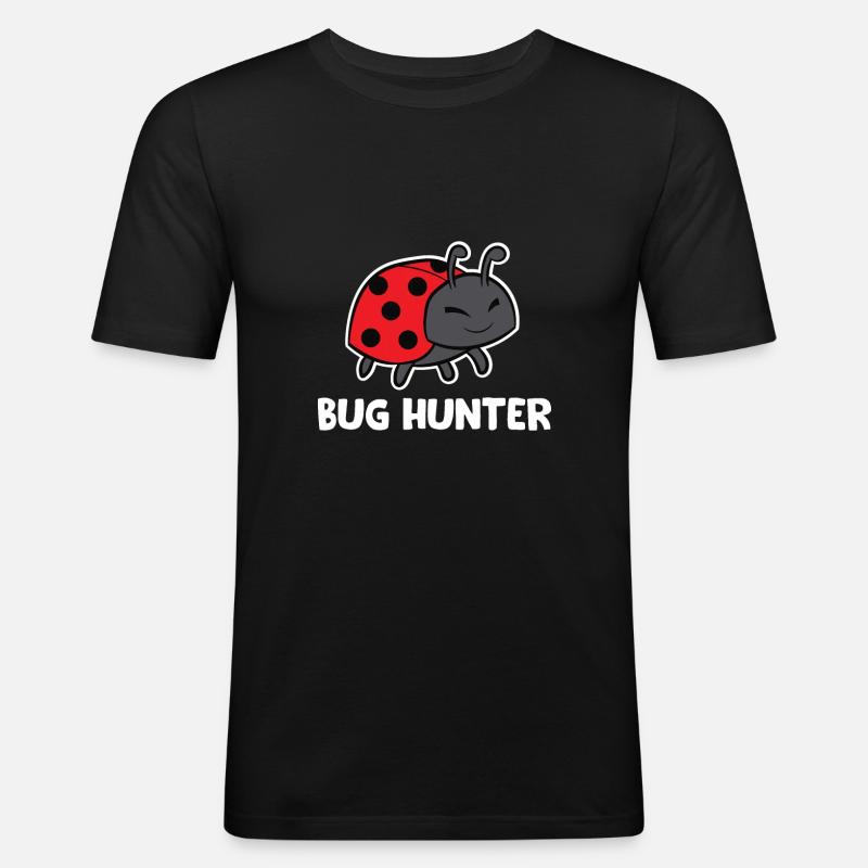 Bug Hunter Funny Ladybug - Men's Slim Fit T-Shirt - black