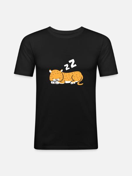 Śpiący Jaguar Lazy Jaguar Piżama - Obcisła koszulka męska - czarny
