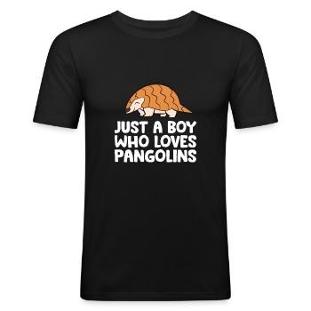 Nur ein Junge, der Schuppentiere liebt - Männer Slim Fit T-Shirt - Schwarz - Vorne - Nik (191cm)