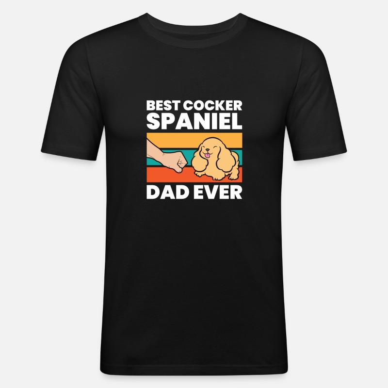 Best Cocker Spaniel Dad Ever - Männer Slim Fit T-Shirt - Schwarz