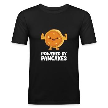 Propulsé par des crêpes - T-shirt près du corps Homme - noir - Devant - Nik (191cm)