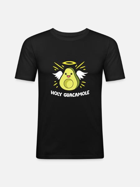 Avocado-Engel Heilige Guacamole - Männer Slim Fit T-Shirt - Schwarz