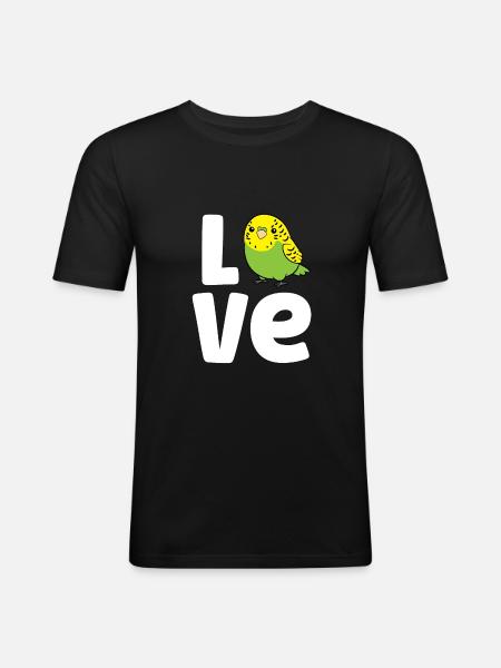 Budgerigar Oiseau Amour Budgerigar - T-shirt près du corps Homme - noir