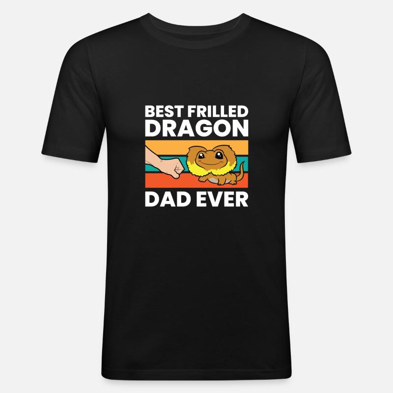 Bester Drachen-Papa mit Rüschen - Männer Slim Fit T-Shirt - Schwarz