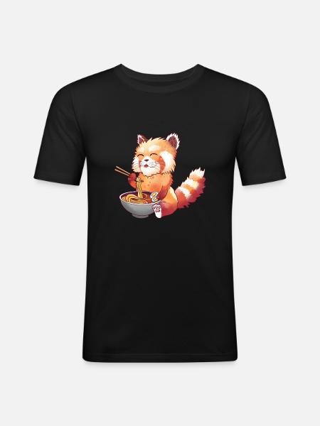 Red Panda Ramen - Men's Slim Fit T-Shirt - black