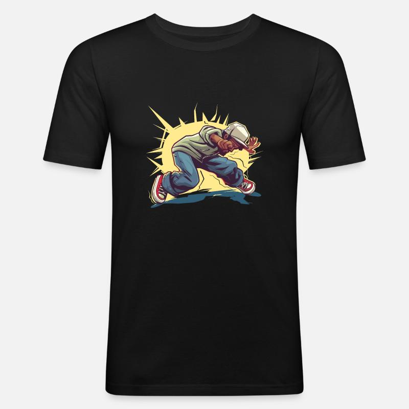 Breakdancer Grafik - Männer Slim Fit T-Shirt - Schwarz