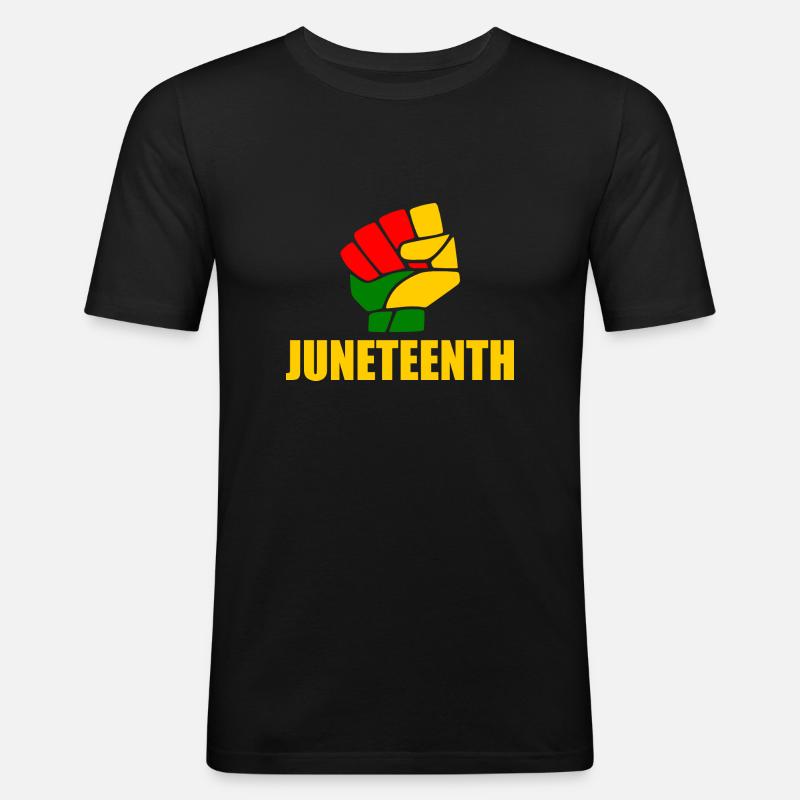 juneteenth - Männer Slim Fit T-Shirt - Schwarz