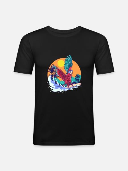 Papagei Sommer - Männer Slim Fit T-Shirt - Schwarz