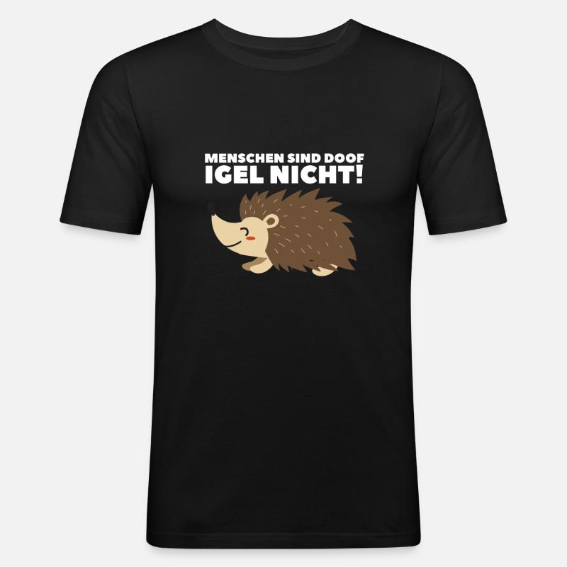 Igel Hedgehog Stacheltier Herbst Geschenk - Männer Slim Fit T-Shirt - Schwarz