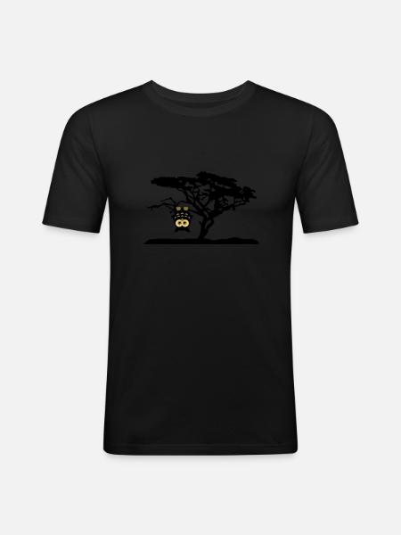 Owl Tree Hanging upside Different - Men's Slim Fit T-Shirt - black