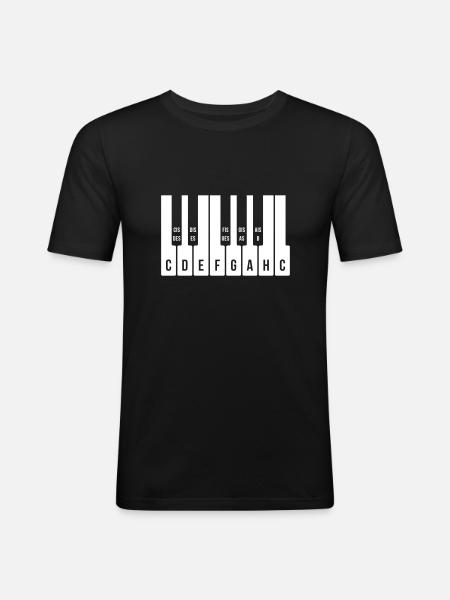 Klaviatur C-Dur Tonleiter (Klavier / Musik / 1C) - Männer Slim Fit T-Shirt - Schwarz