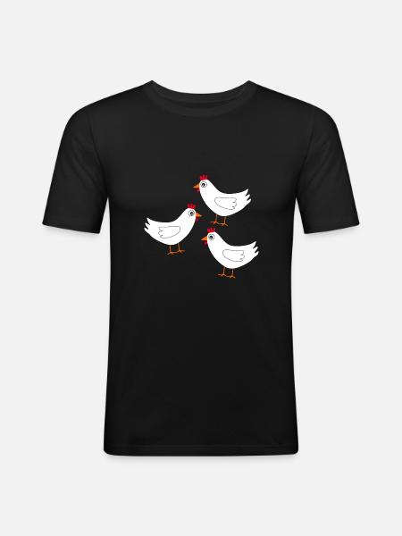 white chicken funny - Men's Slim Fit T-Shirt - black