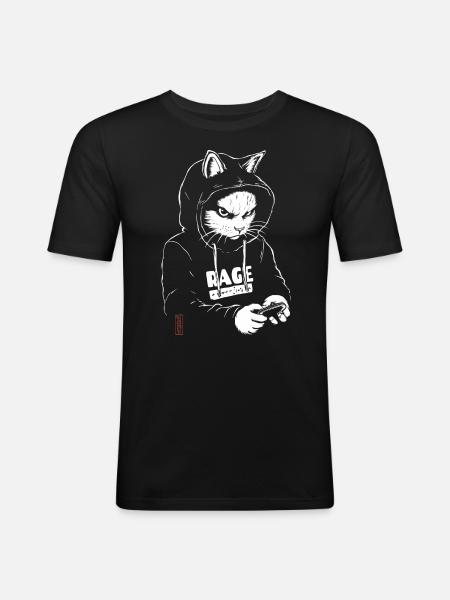 Chat à capuche - T-shirt près du corps Homme - noir