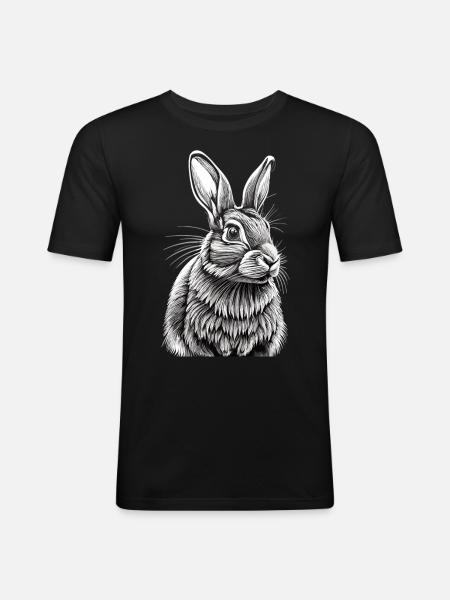 Rabbit Portrait - Men's Slim Fit T-Shirt - black