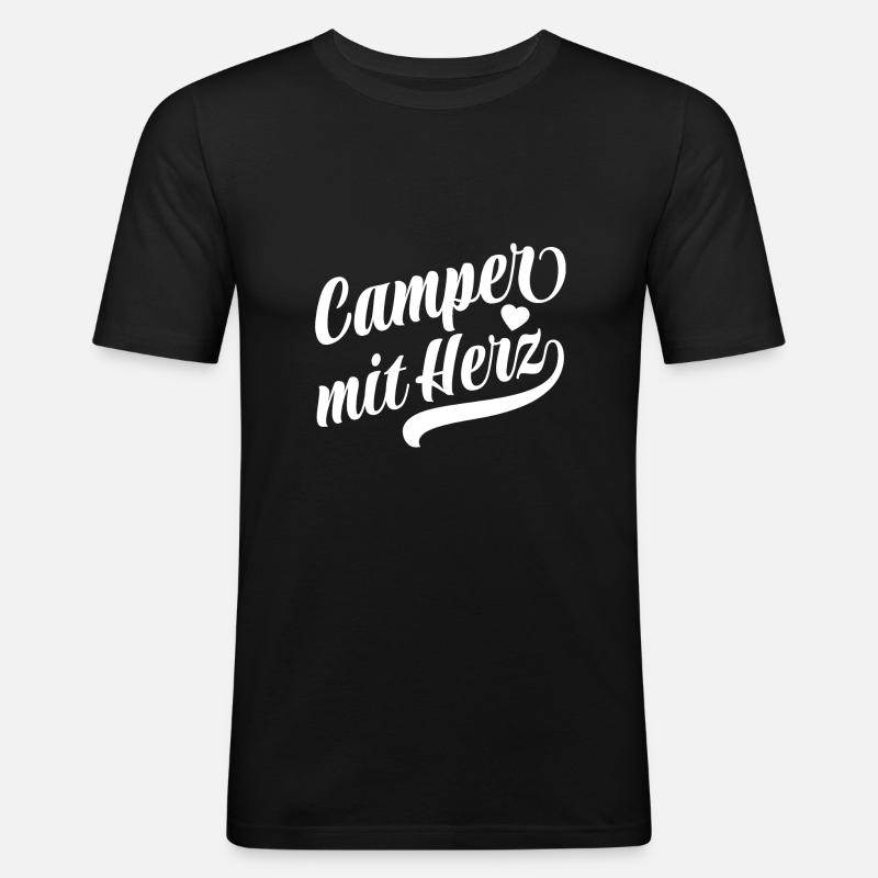 Camper mit Herz - Camping - Spruch - Männer Slim Fit T-Shirt - Schwarz