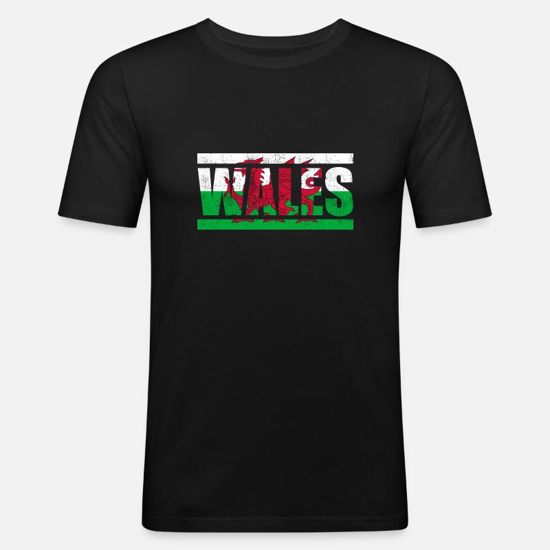 Wales - Männer Slim Fit T-Shirt - Schwarz