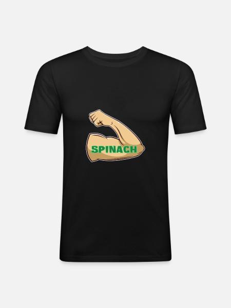 Muscles through spinach - Men's Slim Fit T-Shirt - black