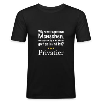 Gut gelaunte Menschen - Privatier hell - Männer Slim Fit T-Shirt - Schwarz - Vorne - Nik (191cm)