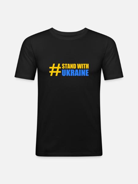 stand with ukraine - Men's Slim Fit T-Shirt - black