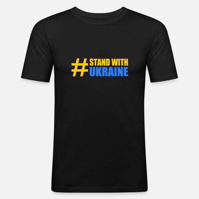 stand with ukraine - Männer Slim Fit T-Shirt - Schwarz
