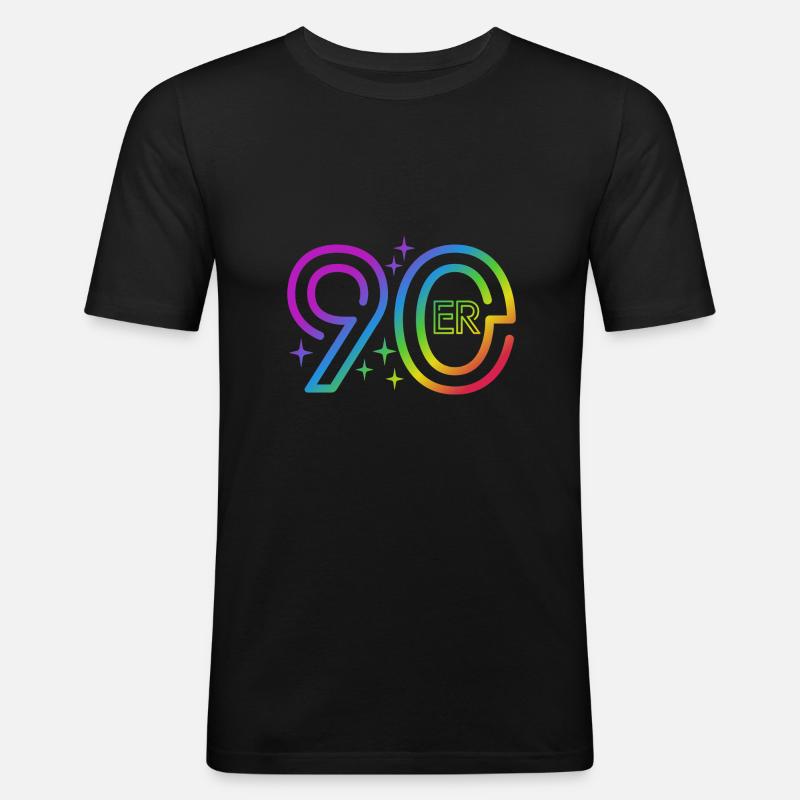 90er Jahre - bunter Regenbogen - retro - Männer Slim Fit T-Shirt - Schwarz