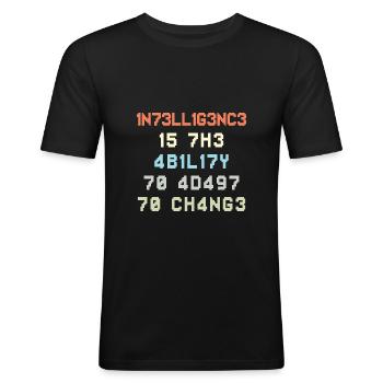Wandel Intelligenz Leet Leetspeak - Männer Slim Fit T-Shirt - Schwarz - Vorne - Nik (191cm)