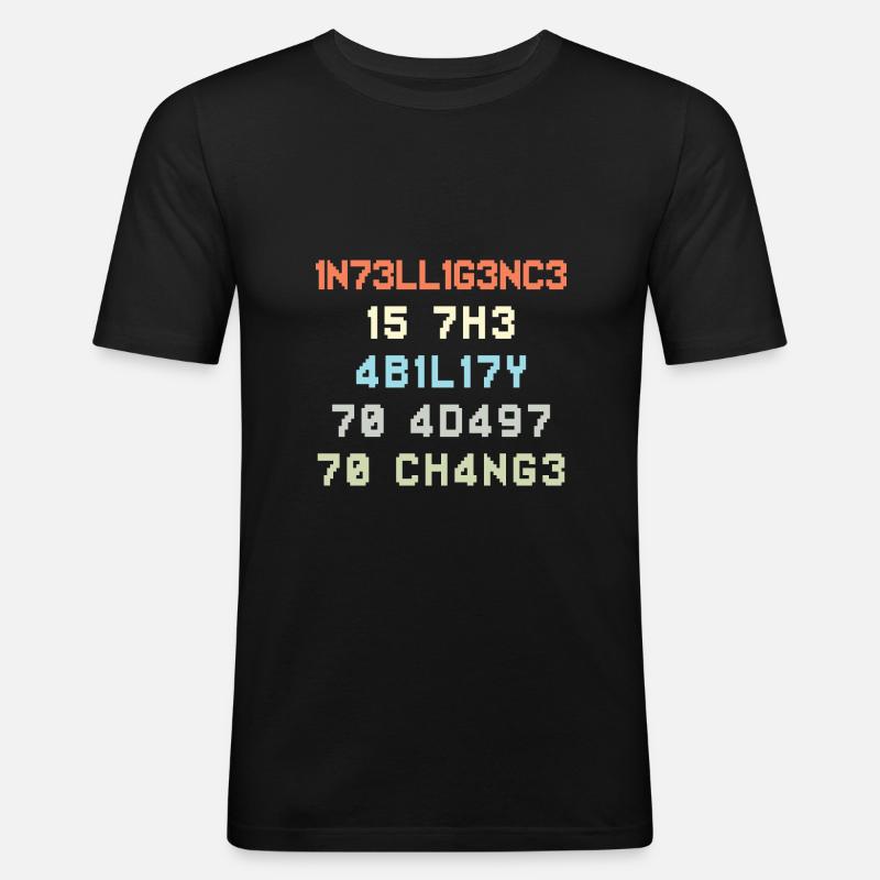 Change Intelligence Leet Leetspeak - Men's Slim Fit T-Shirt - black