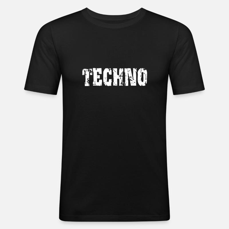 TECHNO - Männer Slim Fit T-Shirt - Schwarz