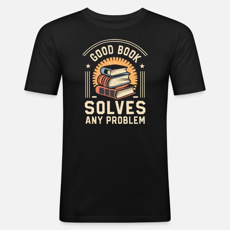 Buch - Männer Slim Fit T-Shirt - Schwarz