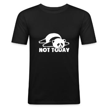 Not today - Müde und faul - Panda - Männer Slim Fit T-Shirt - Schwarz - Vorne - Nik (191cm)