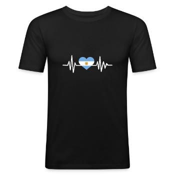 Argentine - T-shirt près du corps Homme - noir - Devant - Nik (191cm)