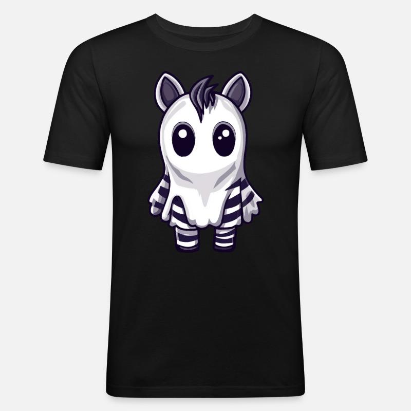 Zebra Halloween Comic Geist - Männer Slim Fit T-Shirt - Schwarz