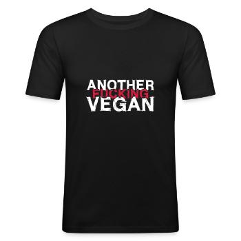ANOTHER FUCKING VEGAN - Männer Slim Fit T-Shirt - Schwarz - Vorne - Nik (191cm)
