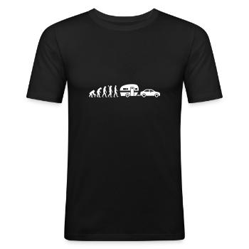 Wohnwagen - Männer Slim Fit T-Shirt - Schwarz - Vorne - Nik (191cm)